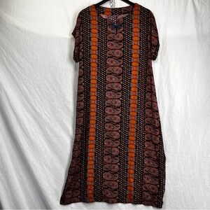 Vintage Homemade Kaftan Dress Womens Medium Lightweight Single Stitch Colorful